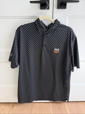 Houston Open Black Patterned Golf Polo with Chest Patch HL Sport